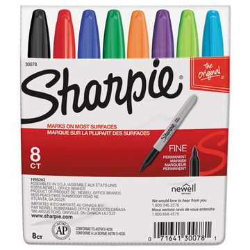 Sharpie® Fine Tip Permanent Marker, Fine Bullet Tip, Assorted Colors, 8-set freeshipping - TVN Wholesale